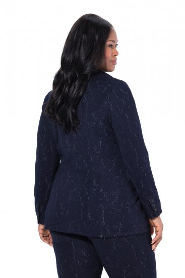 Ulla Popken 841163 Blazer en jersey jacquard Bleu marine - Blazers - Blazers grande taille pour femme