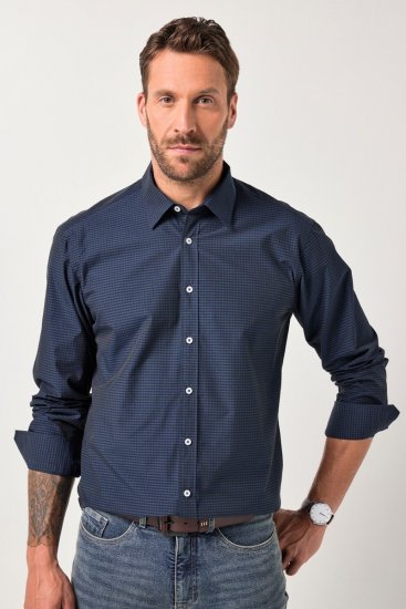 JP1880 Shirt Long Sleeve Kent Collar Navy - Chemises - Chemises Grandes Tailles Hommes