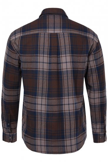 JP1880 Shirt Flannel Long Sleeve Dark Brown - Chemises - Chemises Grandes Tailles Hommes