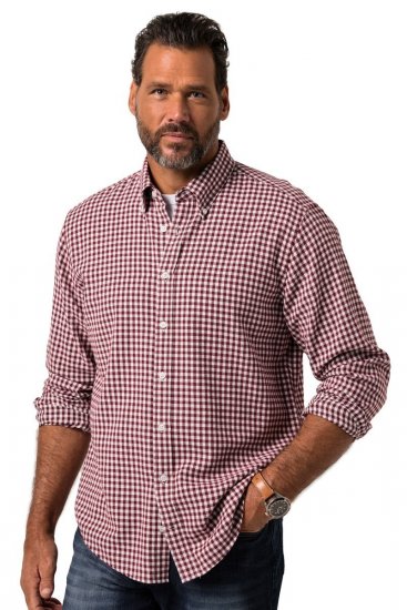 JP1880 Checked Flannel Shirt Long Sleeve Light Red - Chemises - Chemises Grandes Tailles Hommes