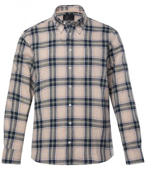 JP1880 Checked Flannel Shirt Long Sleeve Dark Dusty Pink - Chemises - Chemises Grandes Tailles Hommes