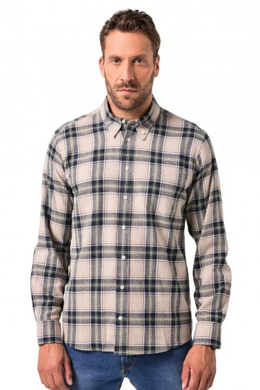 JP1880 Checked Flannel Shirt Long Sleeve Dark Dusty Pink - Chemises - Chemises Grandes Tailles Hommes