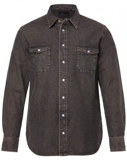 JP1880 Denim Shirt Flexnamic Dark Brown - Chemises - Chemises Grandes Tailles Hommes