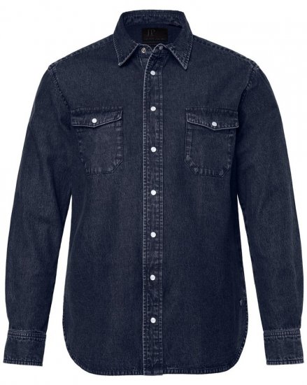 JP1880 Denim Shirt Flexnamic Long Sleeve Navy - Chemises - Chemises Grandes Tailles Hommes