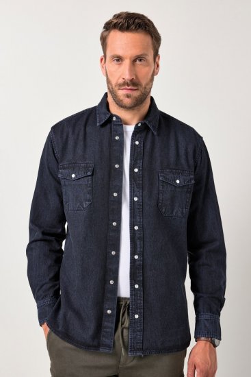 JP1880 Denim Shirt Flexnamic Long Sleeve Navy - Chemises - Chemises Grandes Tailles Hommes