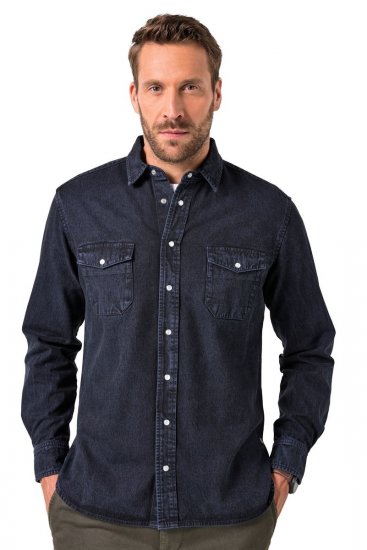 JP1880 Denim Shirt Flexnamic Long Sleeve Navy - Chemises - Chemises Grandes Tailles Hommes