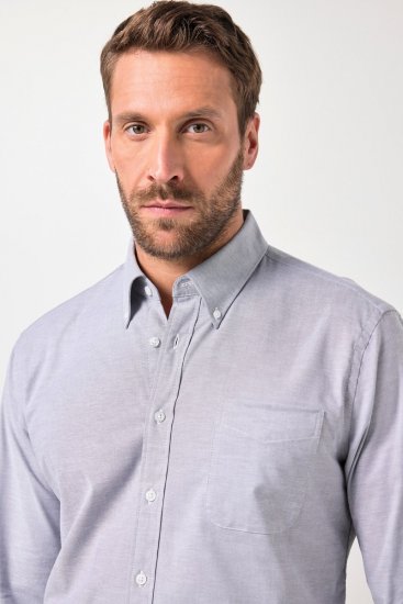 JP1880 Oxford Shirt Flexnamic Long Sleeve Grey - Chemises - Chemises Grandes Tailles Hommes