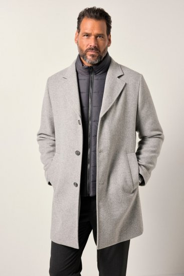 JP1880 841583 Manteau en laine à doublure amovible Gris - Vestes - Vestes Homme Grandes Tailles