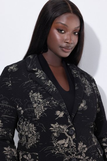 Ulla Popken 841901 Blazer à motifs Noir - Blazers - Blazers grande taille pour femme
