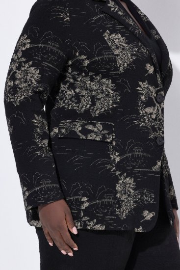 Ulla Popken 841901 Blazer à motifs Noir - Blazers - Blazers grande taille pour femme