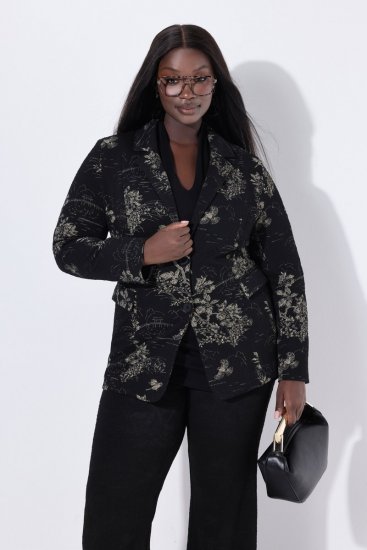 Ulla Popken 841901 Blazer à motifs Noir - Blazers - Blazers grande taille pour femme