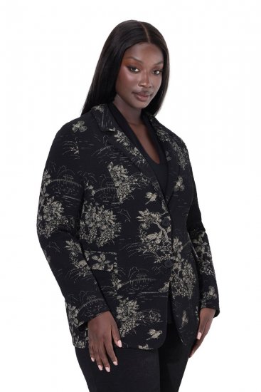 Ulla Popken 841901 Blazer à motifs Noir - Blazers - Blazers grande taille pour femme