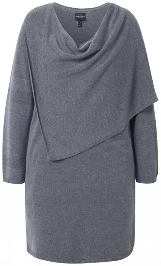 Ulla Popken 841941 Robe en maille à manches longues Gris chiné - Robes en maille - 