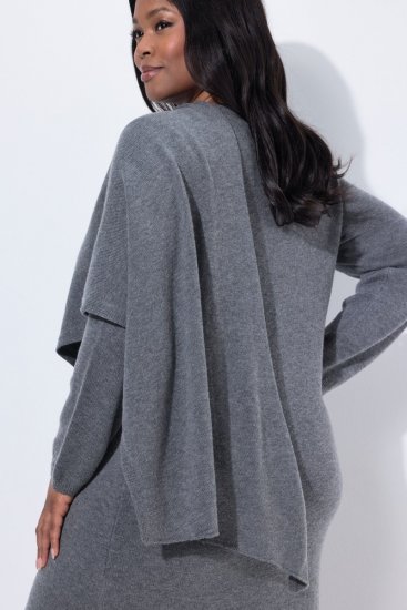 Ulla Popken 841941 Robe en maille à manches longues Gris chiné - Robes en maille - 