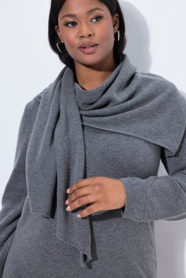 Ulla Popken 841941 Robe en maille à manches longues Gris chiné - Robes en maille - 