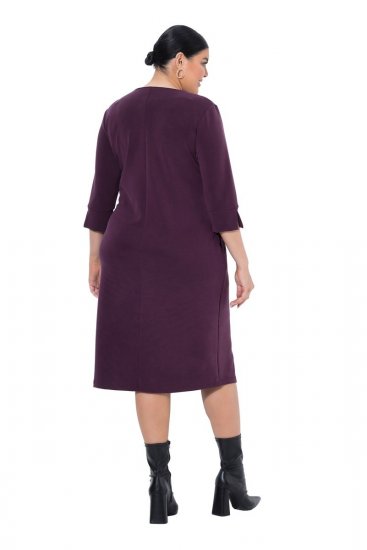 Ulla Popken 841952 Robe sweat à manches 3/4 Prune - Robes midi - Robes midi grande taille