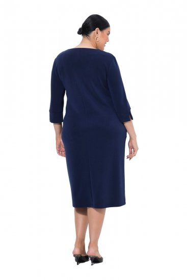 Ulla Popken 841952 Robe sweat à col V Bleu marine - Robes - Robes pour toutes les tailles