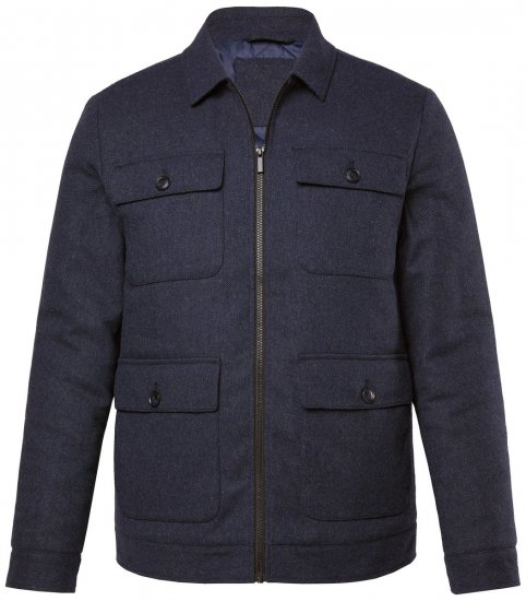 Boston Park 963 Veste en mélange de laine avec fermeture éclair Bleu marine - Vestes - Vestes Homme Grandes Tailles