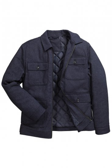 Boston Park 963 Veste en mélange de laine avec fermeture éclair Bleu marine - Vestes - Vestes Homme Grandes Tailles