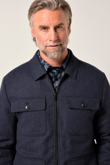 Boston Park 963 Veste en mélange de laine avec fermeture éclair Bleu marine - Vestes - Vestes Homme Grandes Tailles