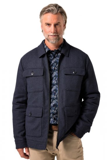 Boston Park 963 Veste en mélange de laine avec fermeture éclair Bleu marine - Vestes - Vestes Homme Grandes Tailles