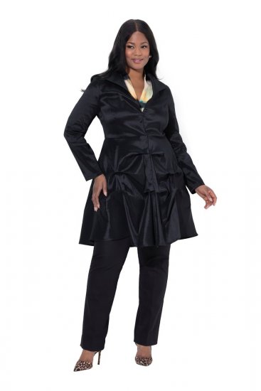 Ulla Popken 842028 Blazer à basque plissée Noir - Blazers - Blazers grande taille pour femme