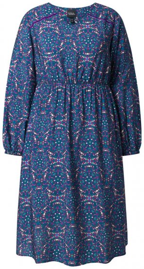 Ulla Popken 842153 Robe mi-longue imprimée Pétrole - Robes midi - Robes midi grande taille