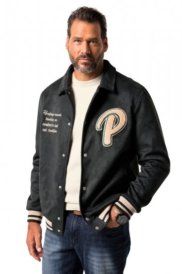 JP1880 Blouson Velour with Chest Embroidery Dark Green - Vestes - Vestes Homme Grandes Tailles