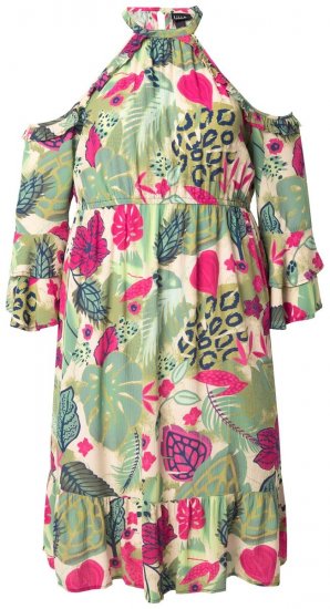 Ulla Popken 842471 Robe trapèze à manches 3/4 Champagne - Robes - Robes pour toutes les tailles