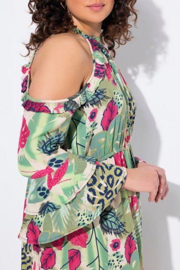 Ulla Popken 842471 Robe trapèze à manches 3/4 Champagne - Robes - Robes pour toutes les tailles