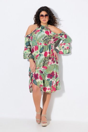 Ulla Popken 842471 Robe trapèze à manches 3/4 Champagne - Robes - Robes pour toutes les tailles