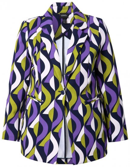 Ulla Popken 842680 Blazer imprimé en jersey punto di Roma Bleu marine - Blazers - Blazers grande taille pour femme