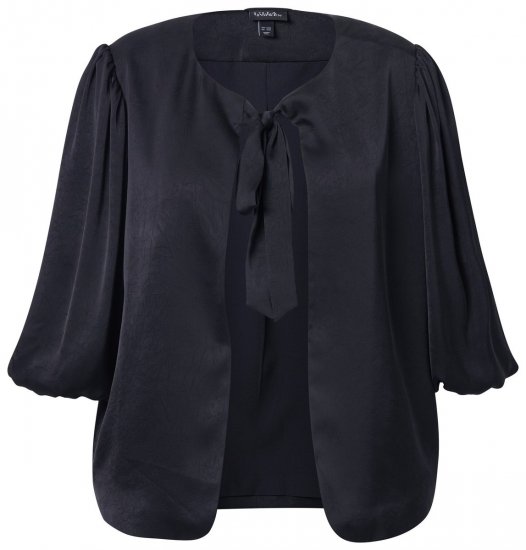 Ulla Popken 842712 Blazer court à nouer à manches volantées Noir - Blazers - Blazers grande taille pour femme