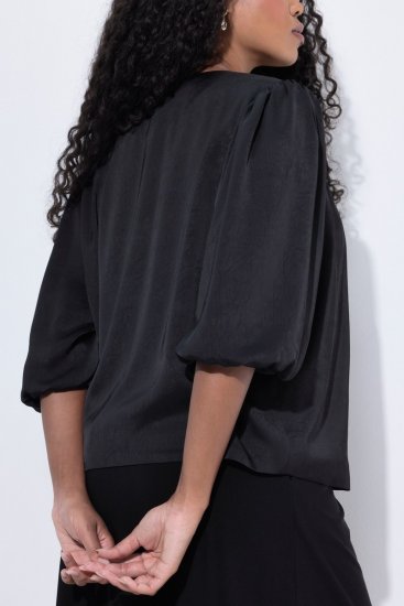 Ulla Popken 842712 Blazer court à nouer à manches volantées Noir - Blazers - Blazers grande taille pour femme