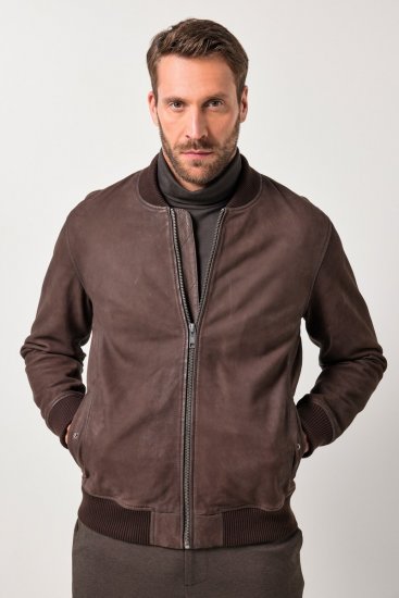 JP1880 Jacket Buffed Nubuck Lamb Leather Brown - Vestes - Vestes Homme Grandes Tailles