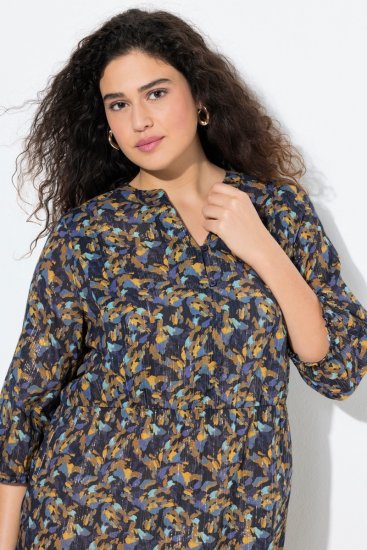 Ulla Popken 842936 Robe rayée à manches 3/4 Bleu marine - Robes de soirée - Robes de soirée grande taille