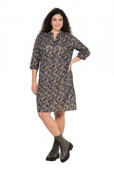 Ulla Popken 842936 Robe rayée à manches 3/4 Bleu marine - Robes de soirée - Robes de soirée grande taille