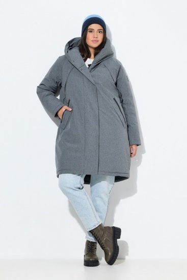 Ulla Popken 842951 Manteau technique HYPRAR imperméable à capuche Gris foncé chiné - Manteaux - Manteaux femme grande taille