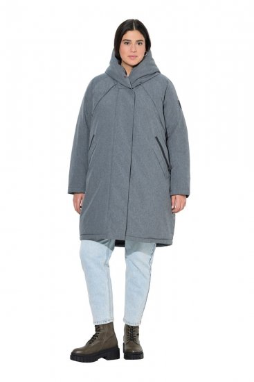 Ulla Popken 842951 Manteau technique HYPRAR imperméable à capuche Gris foncé chiné - Manteaux - Manteaux femme grande taille