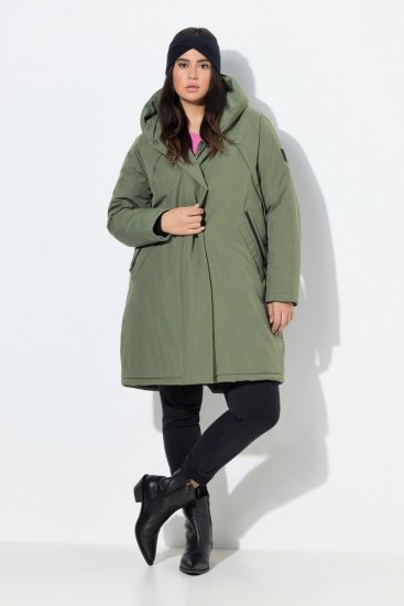 Ulla Popken 842951 Manteau technique HYPRAR imperméable à capuche Vert-de-gris - Manteaux - Manteaux femme grande taille