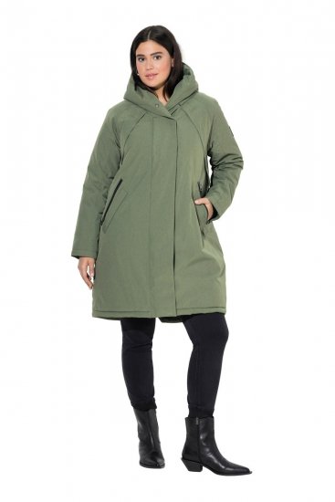 Ulla Popken 842951 Manteau technique HYPRAR imperméable à capuche Vert-de-gris - Manteaux - Manteaux femme grande taille