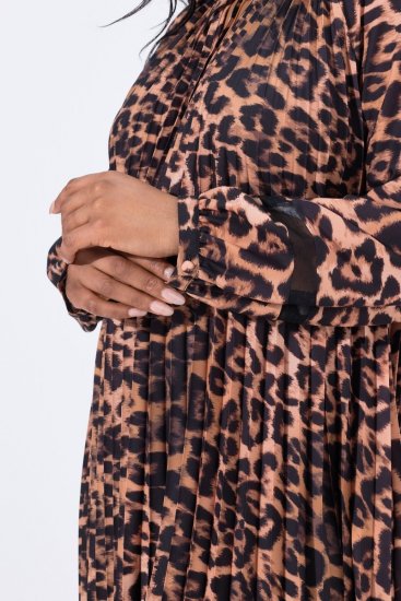 Ulla Popken 842979 Robe à imprimé animal Marron - Robes midi - Robes midi grande taille