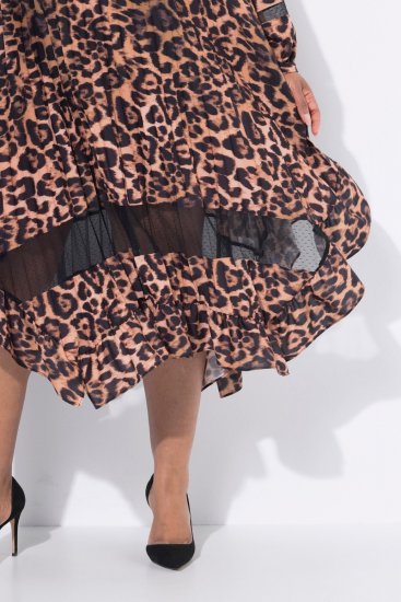 Ulla Popken 842979 Robe à imprimé animal Marron - Robes midi - Robes midi grande taille