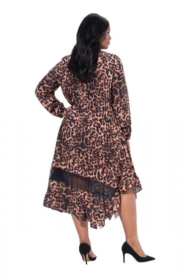 Ulla Popken 842979 Robe à imprimé animal Marron - Robes midi - Robes midi grande taille
