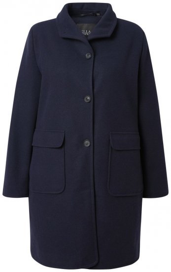 Ulla Popken 843058 Manteau en laine Bleu marine - Manteaux - Manteaux femme grande taille