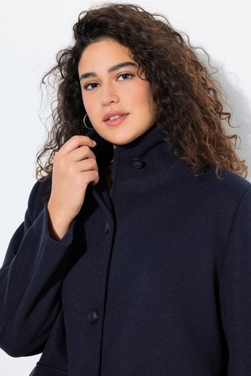 Ulla Popken 843058 Manteau en laine Bleu marine - Manteaux - Manteaux femme grande taille