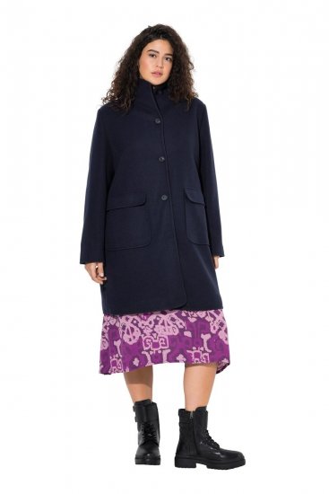 Ulla Popken 843058 Manteau en laine Bleu marine - Manteaux - Manteaux femme grande taille