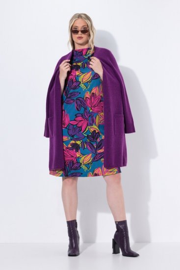 Ulla Popken 843180 Robe en jersey fleurie Pétrole - Robes - Robes pour toutes les tailles