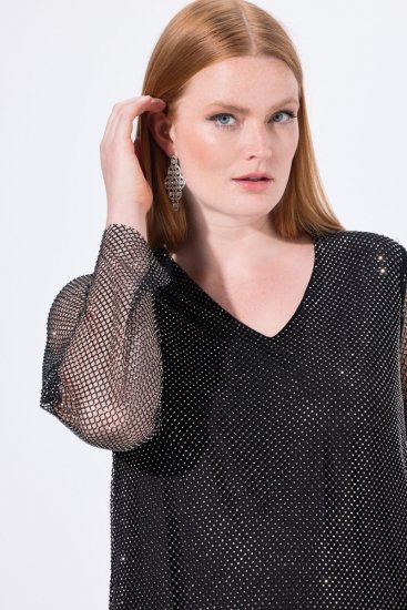 Ulla Popken 843232 Robe à sequins Gris - Robes de soirée - Robes de soirée grande taille