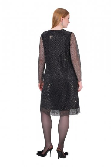 Ulla Popken 843232 Robe à sequins Gris - Robes de soirée - Robes de soirée grande taille